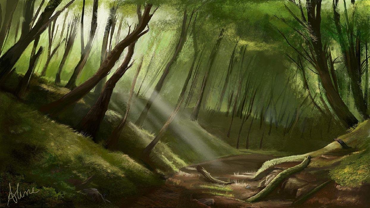 1244x700 Forest Painting Wallpaper